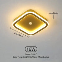 Plafonniers LED Intelligents avec Capteur de Mouvement pour la Maison | Marco Lucetti Capteur Carré Doré / Blanc froid