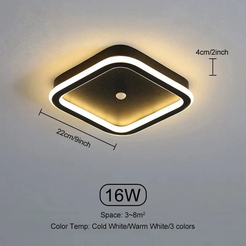 Plafonniers LED Intelligents avec Capteur de Mouvement pour la Maison | Marco Lucetti Capteur Carré Noir / Blanc froid