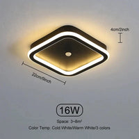 Plafonniers LED Intelligents avec Capteur de Mouvement pour la Maison | Marco Lucetti Capteur Carré Noir / Blanc froid