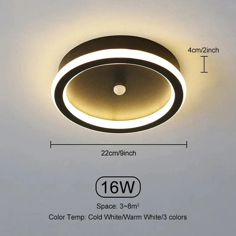 Plafonniers LED Intelligents avec Capteur de Mouvement pour la Maison | Marco Lucetti Capteur Rond Noir / Intensité variable