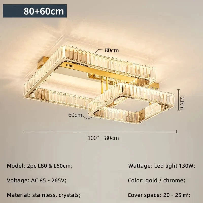 Plafonniers LED modernes avec intensité variable - Luxe et élégance pour vos espaces de vie | Marco Lucetti L80 L60cm 130W / Lumière tamisée à distance / Corps d&#39;or