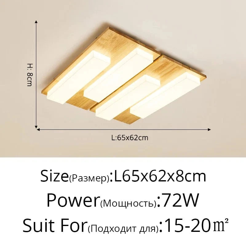 Plafonniers LED modernes en bois véritable - 4/6/9 têtes - Luminaire intérieur | Marco Lucetti 4 têtes B / Blanc froid PAS de télécommande