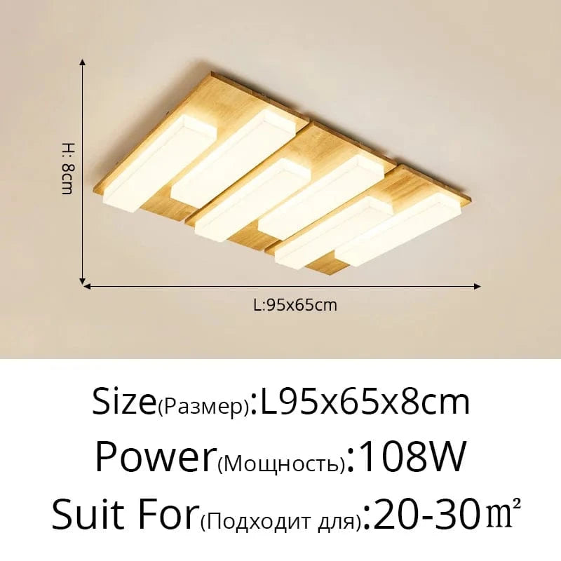 Plafonniers LED modernes en bois véritable - 4/6/9 têtes - Luminaire intérieur | Marco Lucetti 6 têtes B / Blanc froid PAS de télécommande