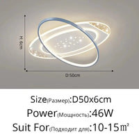 Plafonniers LED Modernes Encastrés - Style Nordique Minimaliste Étoilé | Marco Lucetti B Bleu D50x6cm 46W / Luminosité variable