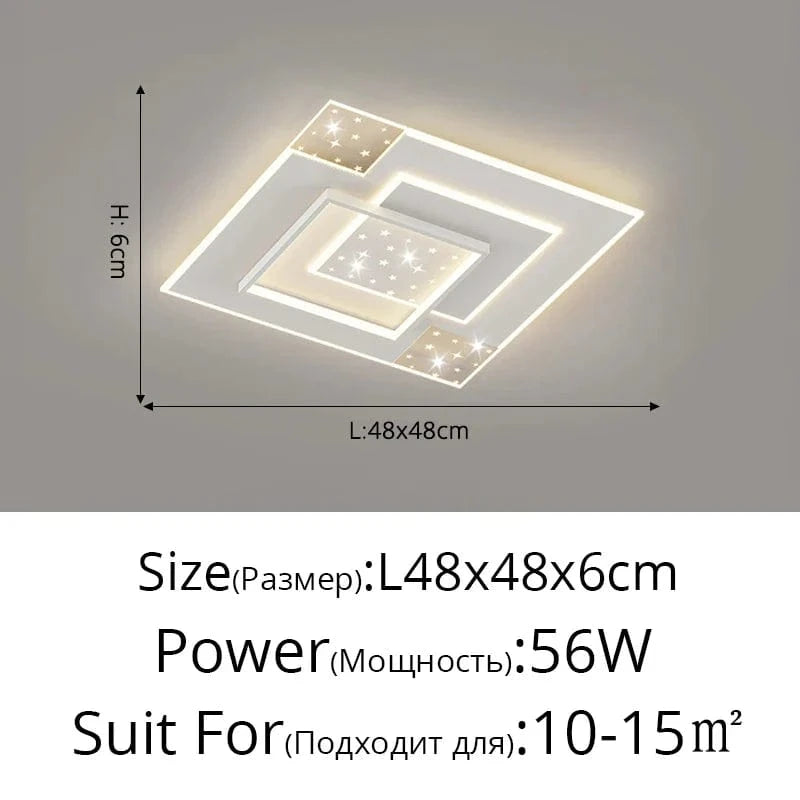 Plafonniers LED Modernes Encastrés - Style Nordique Minimaliste Étoilé | Marco Lucetti C Blanc L48x48cm 56W / Luminosité variable