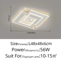 Plafonniers LED Modernes Encastrés - Style Nordique Minimaliste Étoilé | Marco Lucetti C Blanc L48x48cm 56W / Luminosité variable