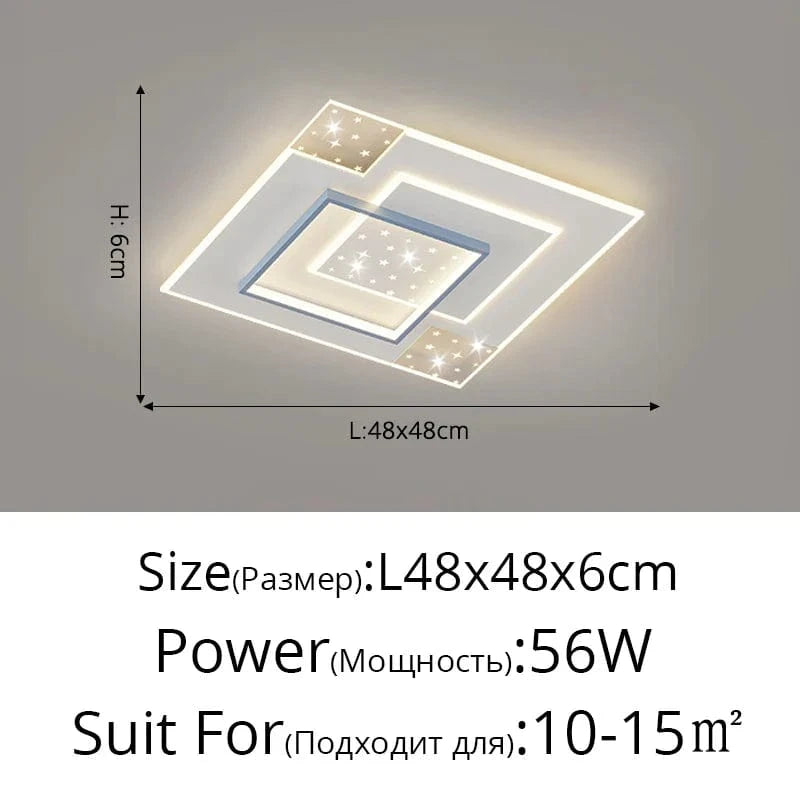 Plafonniers LED Modernes Encastrés - Style Nordique Minimaliste Étoilé | Marco Lucetti C Bleu L48x48cm 56W / Luminosité variable