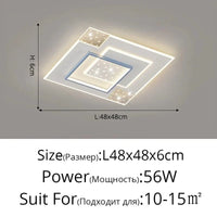 Plafonniers LED Modernes Encastrés - Style Nordique Minimaliste Étoilé | Marco Lucetti C Bleu L48x48cm 56W / Luminosité variable