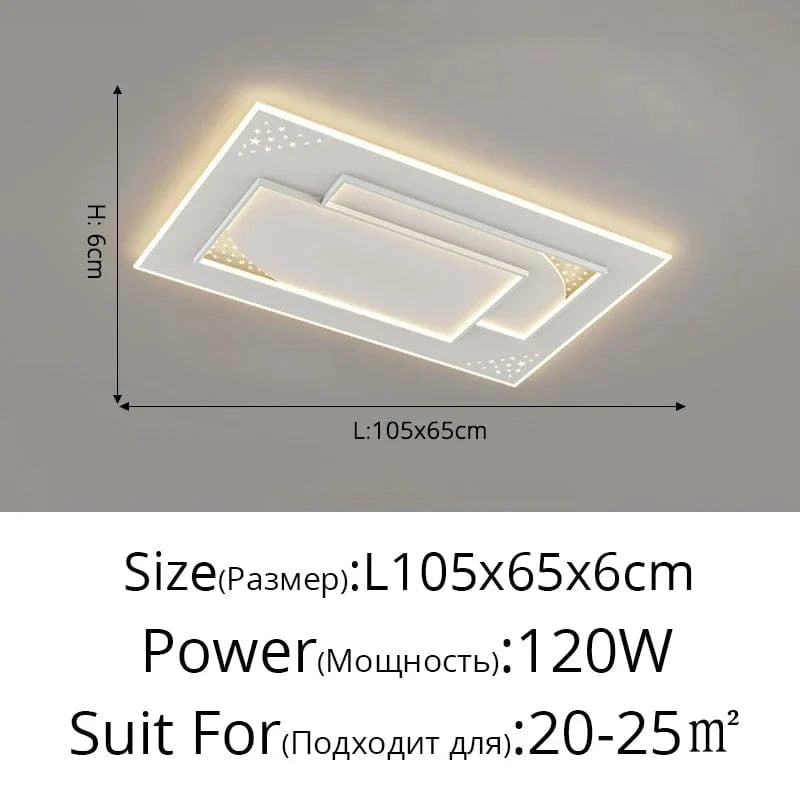 Plafonniers LED Modernes Encastrés - Style Nordique Minimaliste Étoilé | Marco Lucetti D Blanc L105x65cm / Luminosité variable
