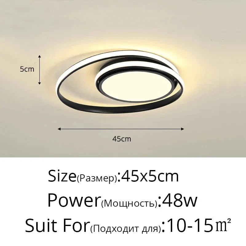 Plafonniers LED Modernes pour un Éclairage Intérieur Décoratif | Marco Lucetti Noir 45x5cm 48w / Luminosité variable