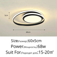 Plafonniers LED Modernes pour un Éclairage Intérieur Décoratif | Marco Lucetti Noir 60x5cm 68w / Blanc chaud, pas de télécommande