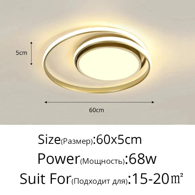 Plafonniers LED Modernes pour un Éclairage Intérieur Décoratif | Marco Lucetti Or 60x5cm 68w / Blanc chaud, pas de télécommande