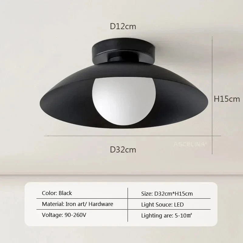 Plafonniers LED nordiques lumineux en métal coloré pour chambre salon vestiaire couloir allée entrée balcon | Marco Lucetti Noir / Blanc chaud