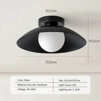 Plafonniers LED nordiques lumineux en métal coloré pour chambre salon vestiaire couloir allée entrée balcon | Marco Lucetti Noir / Blanc chaud