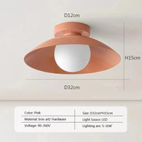 Plafonniers LED nordiques lumineux en métal coloré pour chambre salon vestiaire couloir allée entrée balcon | Marco Lucetti Rose / Blanc froid