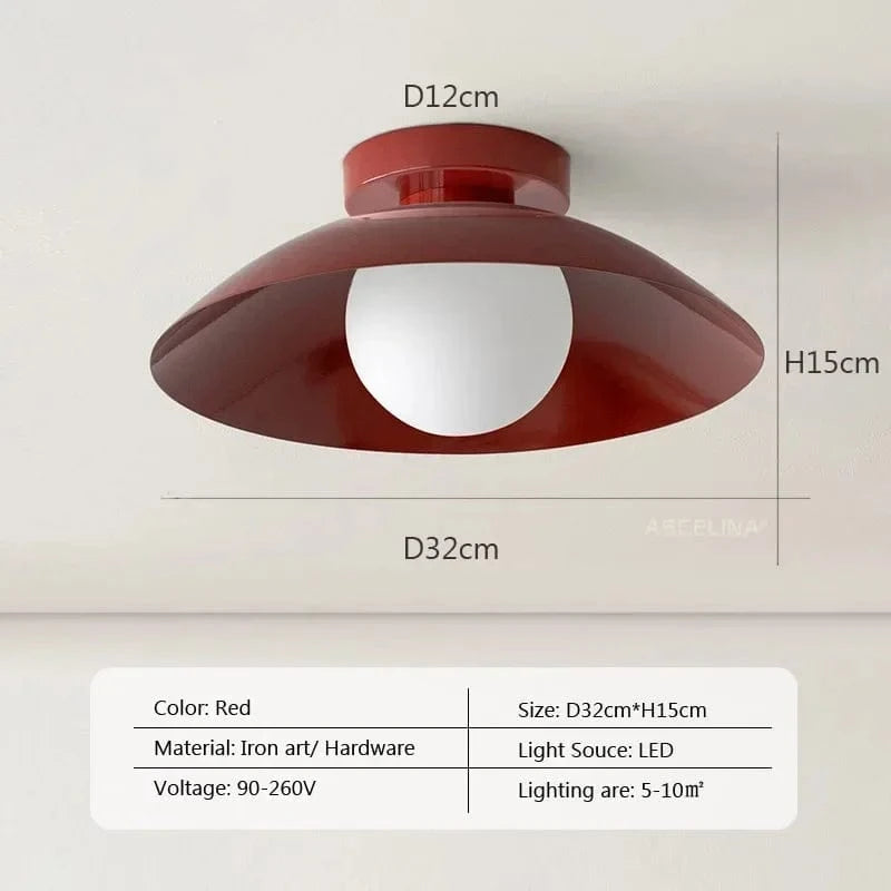 Plafonniers LED nordiques lumineux en métal coloré pour chambre salon vestiaire couloir allée entrée balcon | Marco Lucetti Rouge / Blanc froid