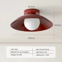 Plafonniers LED nordiques lumineux en métal coloré pour chambre salon vestiaire couloir allée entrée balcon | Marco Lucetti Rouge / Blanc froid