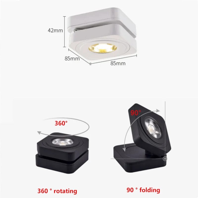 Plafonniers LED Spot 360° Rotation Downlights AC85-265V: 7W, 10W, 12W, 15W - COB LED Downlights Monté en Surface | Marco Lucetti
