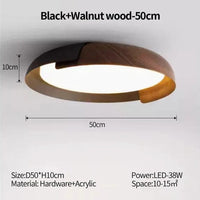 Plafonniers modernes minimalistes de style japonais pour chambre à coucher, salon, étude et restaurant | Marco Lucetti Noir-Noyer-50cm / Gradation tricolore