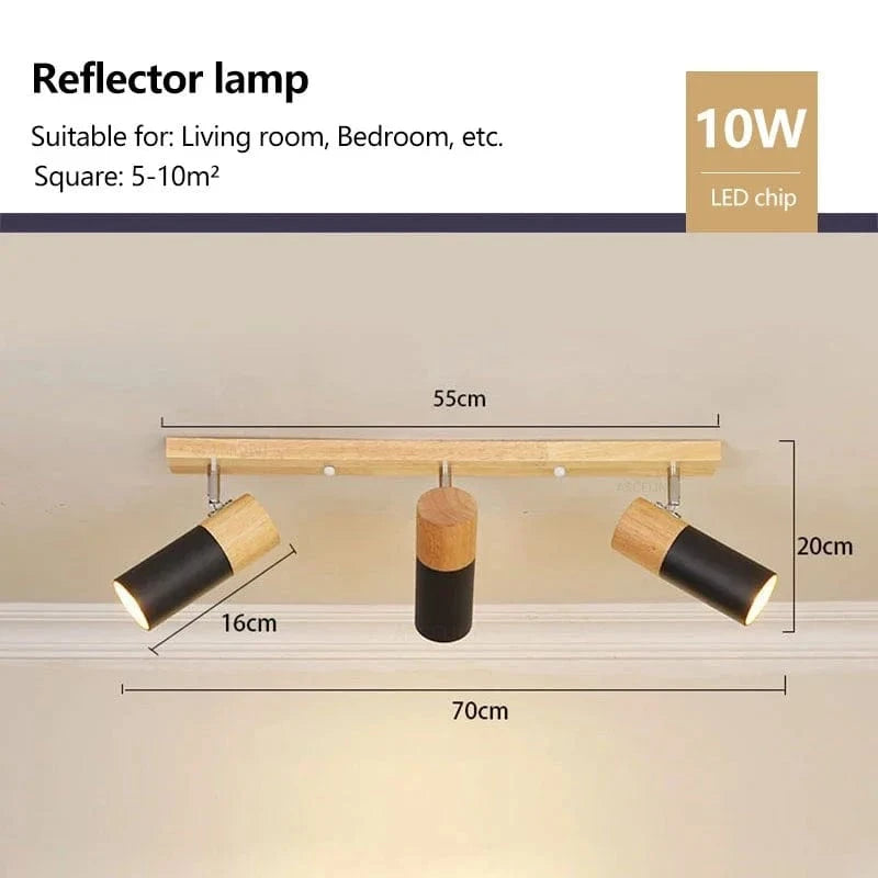Plafonniers NordikWood™ avec Spot Rotatif à Réglage Facile | Marco Lucetti Noir 3H / Lumière tricolore