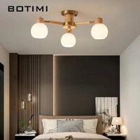 Plafonniers nordiques en bois de caoutchouc avec abat-jour en verre pour salon et chambre | Marco Lucetti