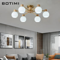 Plafonniers nordiques en bois de caoutchouc avec abat-jour en verre pour salon et chambre | Marco Lucetti