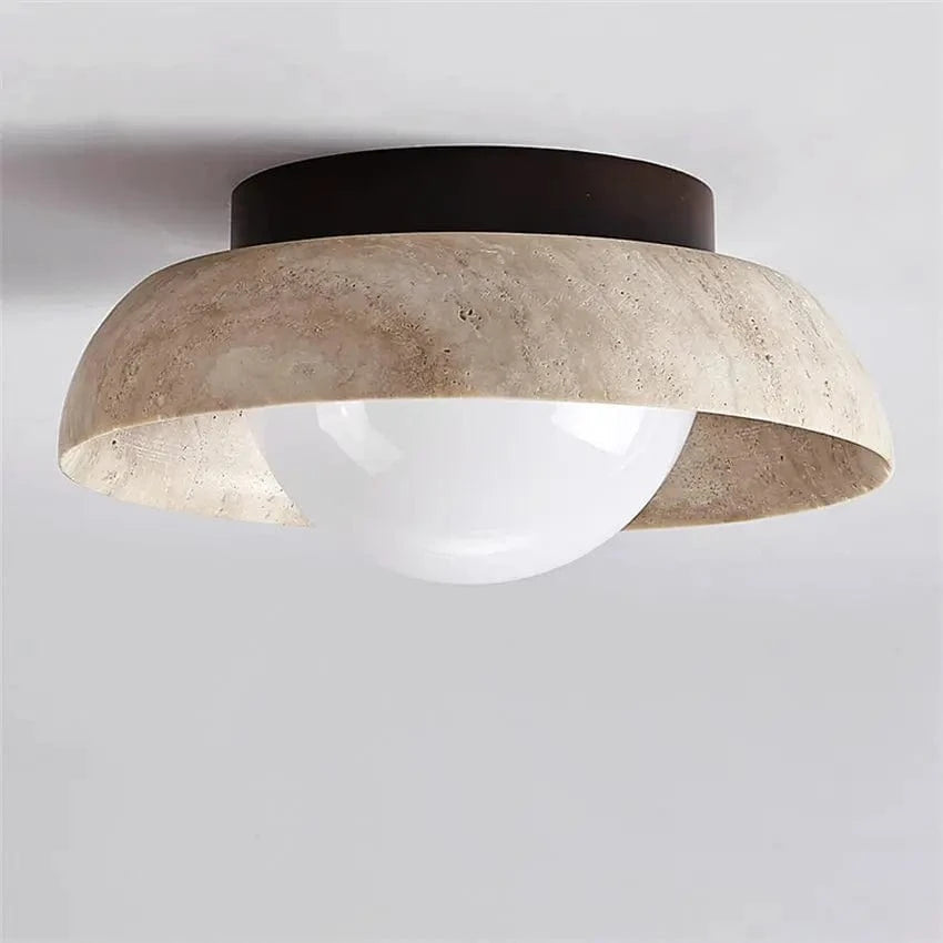 Plafonniers ronds en travertin jaune naturel nordique - Collection Scandinave | Marco Lucetti