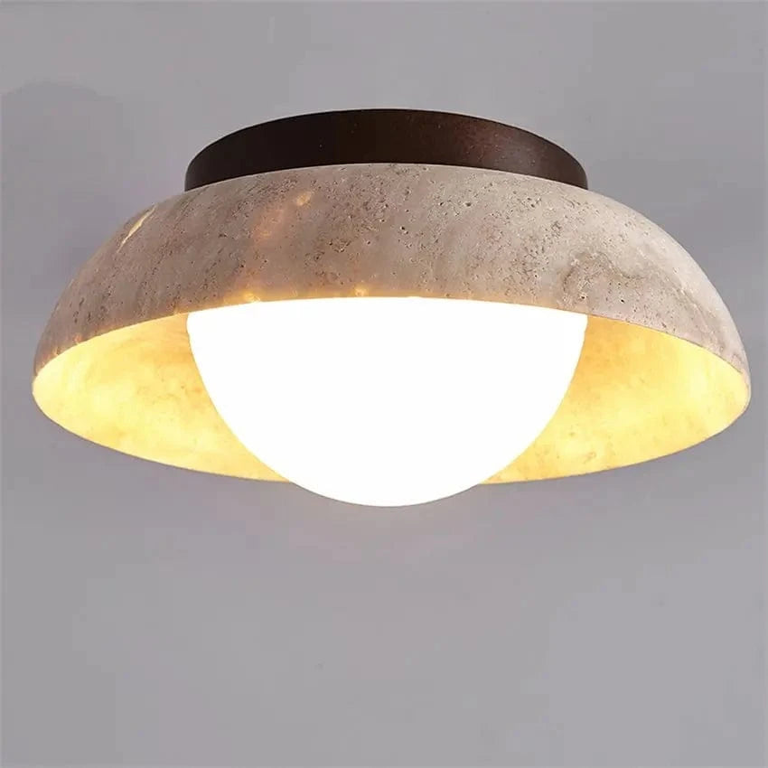 Plafonniers ronds en travertin jaune naturel nordique - Collection Scandinave | Marco Lucetti