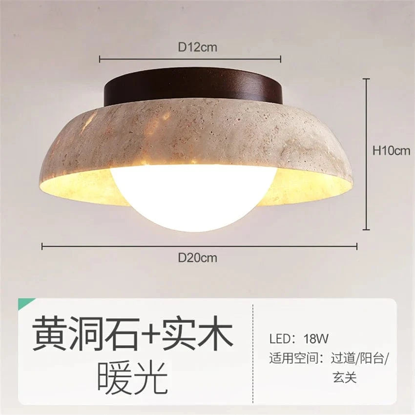 Plafonniers ronds en travertin jaune naturel nordique - Collection Scandinave | Marco Lucetti Lumière chaude