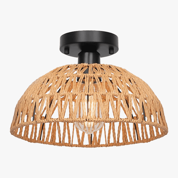 Plafonniers Vintage Industriel LED en Rotin et Corde pour Loft et Décor Rétro | Marco Lucetti UN