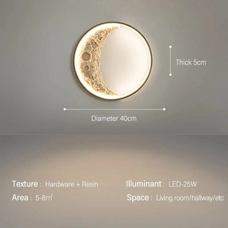 Post-moderne LED Art Lampe Lune pour Porche Couloir Chambre Salon | Marco Lucetti 40CM-25W / Lumière blanche