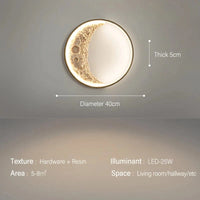 Post-moderne LED Art Lampe Lune pour Porche Couloir Chambre Salon | Marco Lucetti 40CM-25W / Lumière blanche