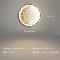 Post-moderne LED Art Lampe Lune pour Porche Couloir Chambre Salon | Marco Lucetti 60CM-37W / Lumière blanche