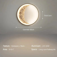 Post-moderne LED Art Lampe Lune pour Porche Couloir Chambre Salon | Marco Lucetti 80CM-50W / Lumière blanche