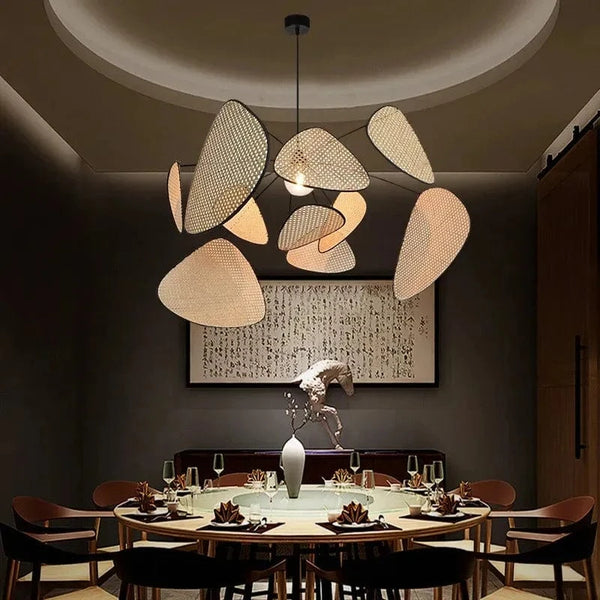 Postmodern LED lustres de plafond en rotin tissé à la main - Suspension lumineuse pour un style raffiné | Marco Lucetti