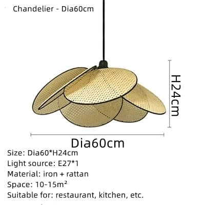 Postmodern LED lustres de plafond en rotin tissé à la main - Suspension lumineuse pour un style raffiné | Marco Lucetti Lustre-Dia60cm 1 / Blanc chaud
