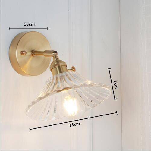 Applique murale dorée à LED avec abat-jour en verre