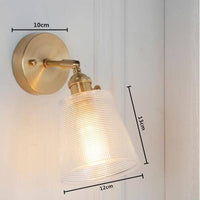 Applique murale dorée à LED avec abat-jour en verre