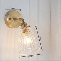 Applique murale dorée à LED avec abat-jour en verre