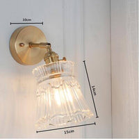 Applique murale dorée à LED avec abat-jour en verre