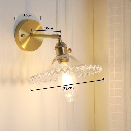 Applique murale dorée à LED avec abat-jour en verre