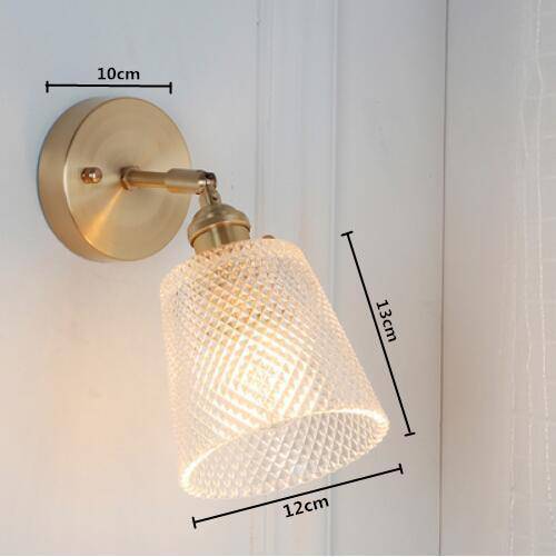 Applique murale dorée à LED avec abat-jour en verre