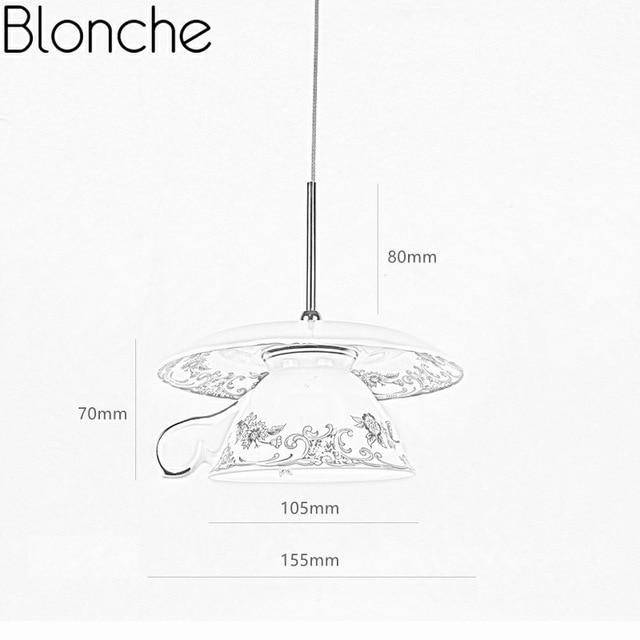 Suspension LED Tasse en céramique Fleurie
