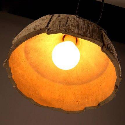 Suspension LED Rétro avec Abat-Jour Effet Écorce
