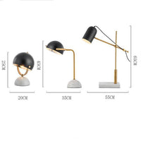 Lampe à poser design en marbre et LED, abat-jour noir