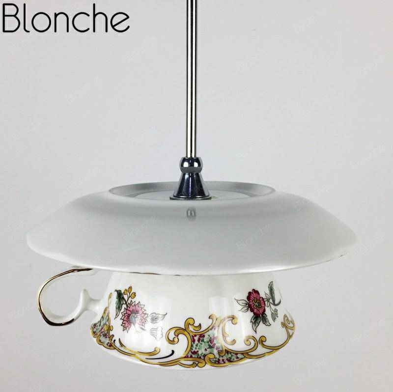 Suspension LED Tasse en céramique Fleurie