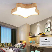 Plafonnier LED Étoile en Bois - Style Moderne