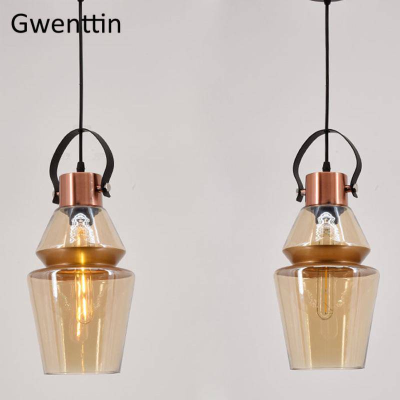 Suspension LED industrielle en verre design