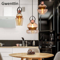 Suspension LED industrielle en verre design