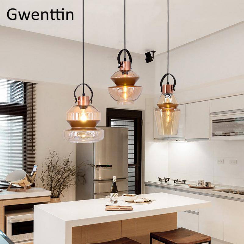 Suspension LED industrielle en verre design